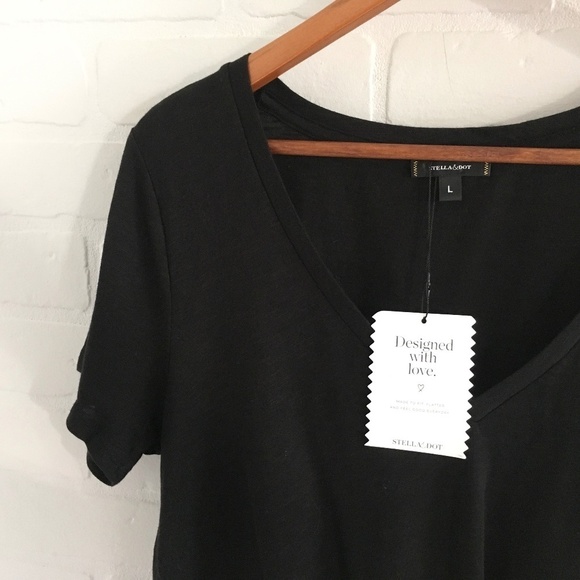 NWT Stella&Dot Women’s The Twist Tee Black Modal Cotton Lightweight Sz L - Picture 3 of 12